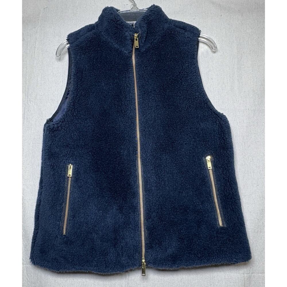 J. Crew Plush Fleece Excursion Vest Womens Sz‎ Small Navy Blue Deep Pile